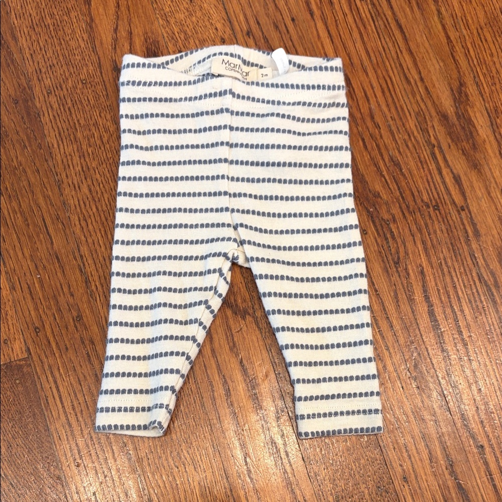 Marmar Copenhagen Blue/Grey and White Striped Baby Pants - 2 months